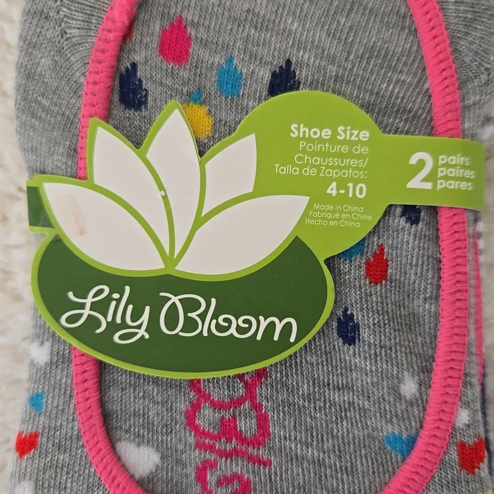 NEW Lily Bloom Printed Floral & Polka Dot No-Show Socks